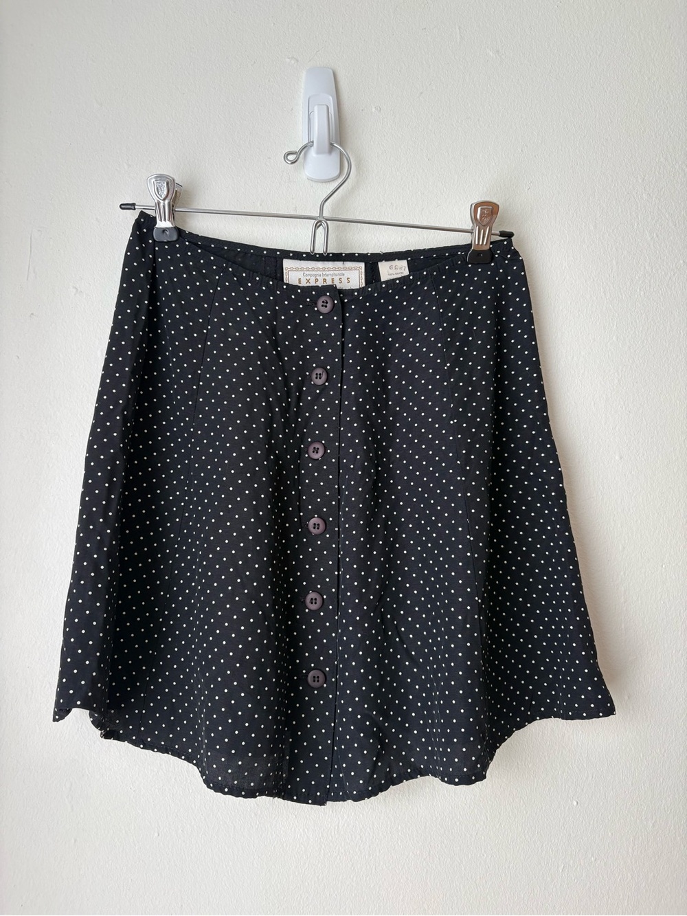 Express Black Skater Skirt with White Polka Dots